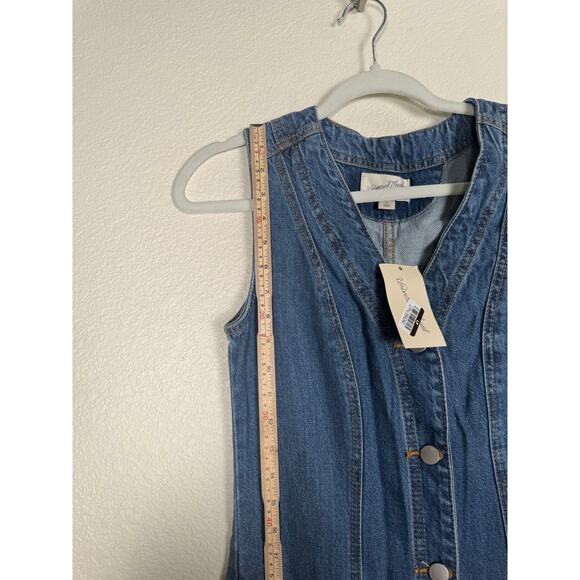 NWT Universal Thread Denim Button Front Midi Dress Sleeveless Size 0 Retro Midi - Picture 3 of 11